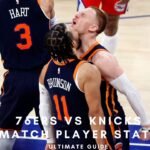 76ers vs knicks match player stats